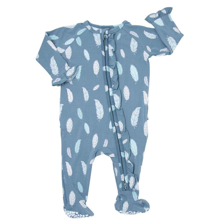 Ruffle Footie - Feathers - Pajamas