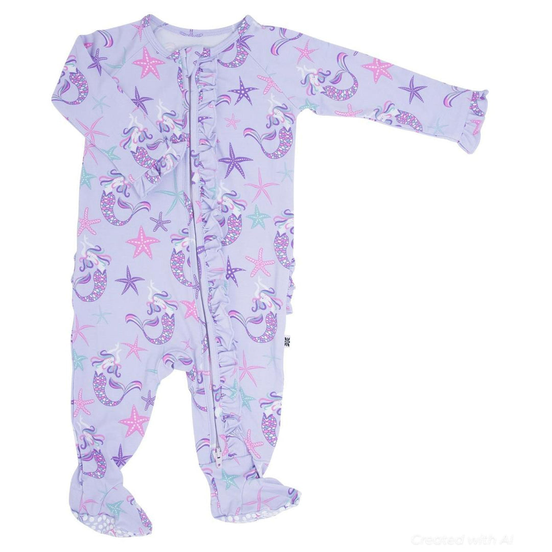 Ruffle Footie - Mermaid Purple - Pajamas
