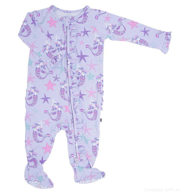 Ruffle Footie - Mermaid Purple - Pajamas