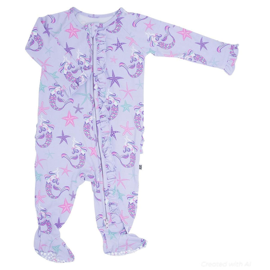 Ruffle Footie - Mermaid Purple - Pajamas
