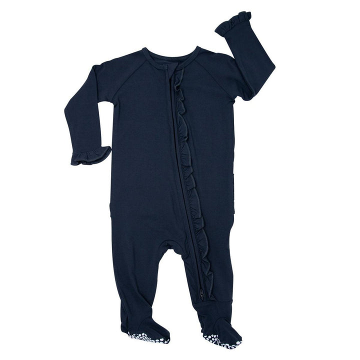 Ruffle Footie - Midnight Black - Pajamas