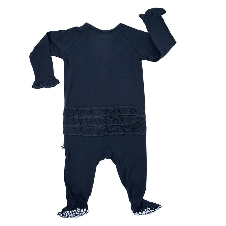 Ruffle Footie - Midnight Black - Pajamas