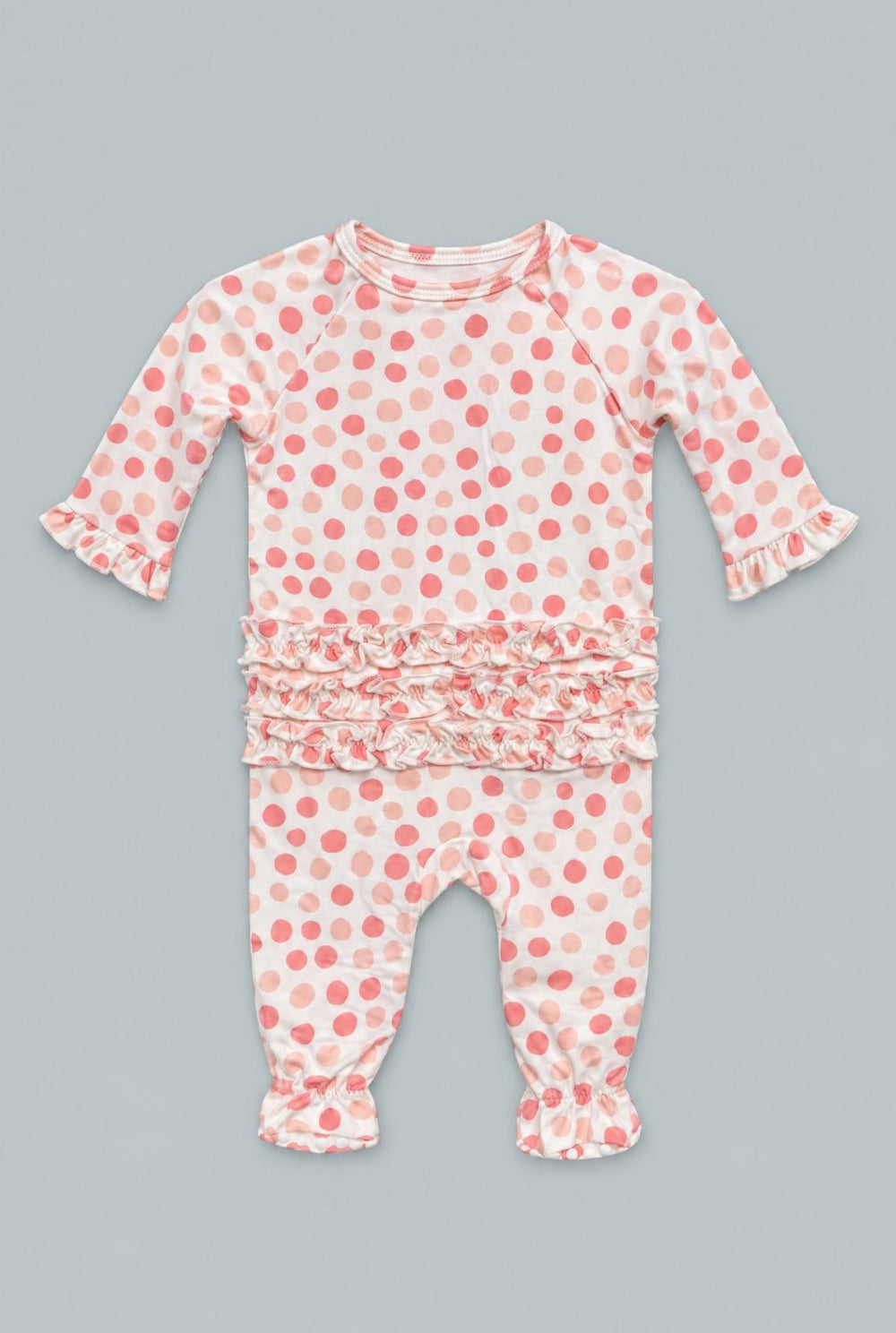 Ruffle Footie - Polka Dot Pink - Pajamas