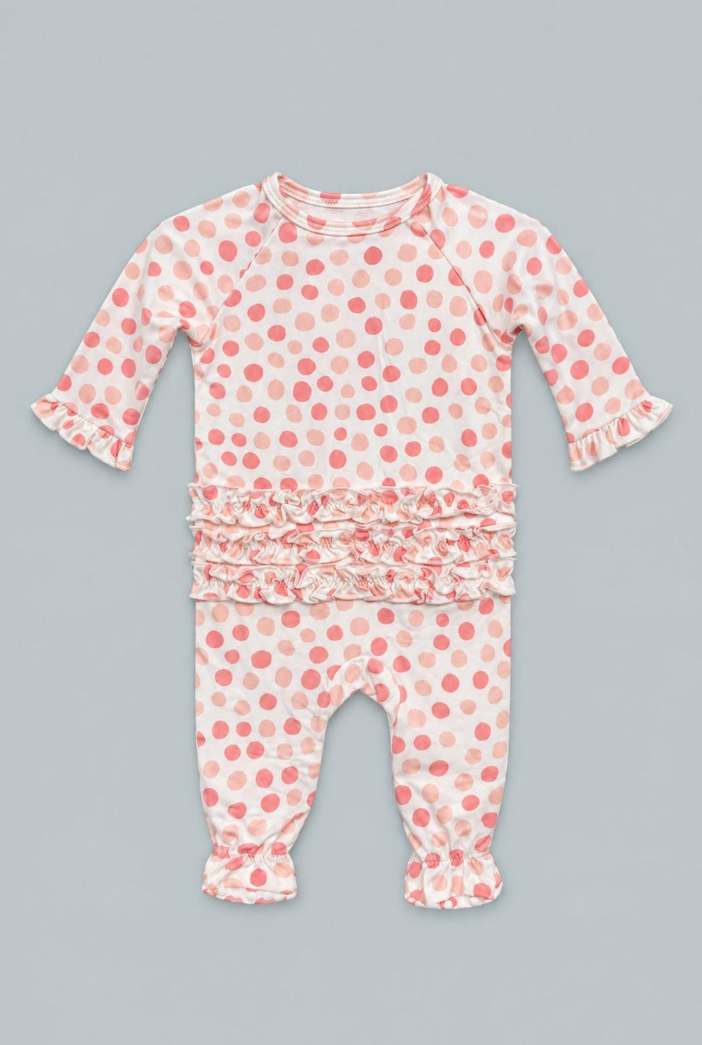 Ruffle Footie - Polka Dot Pink - Pajamas
