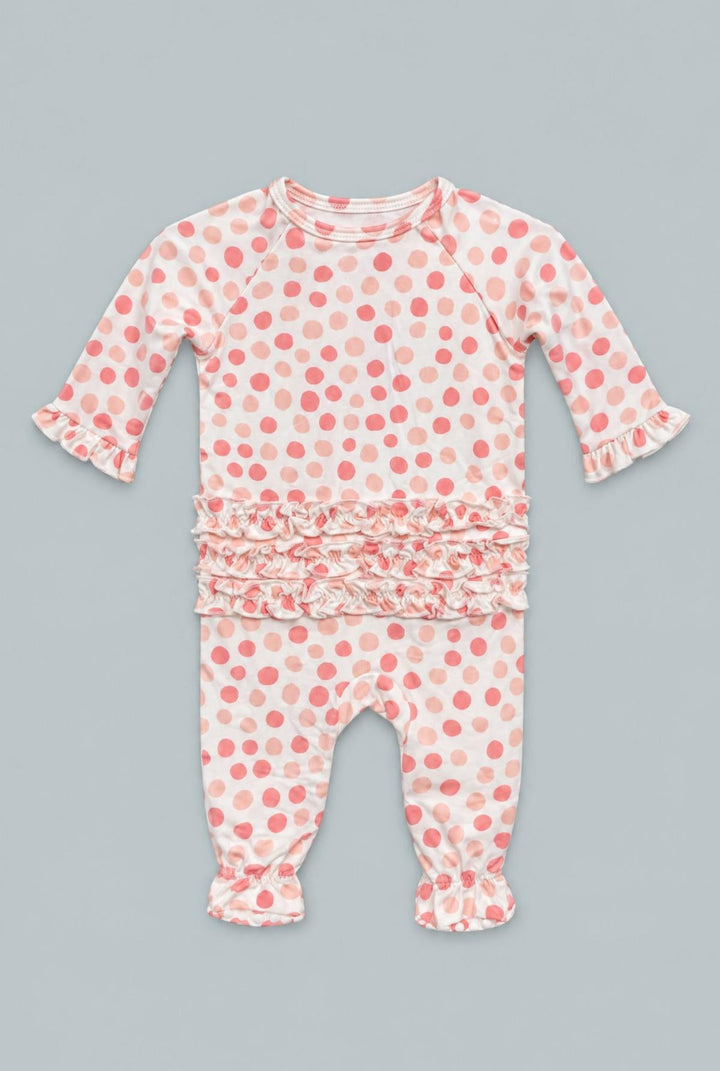 Ruffle Footie - Polka Dot Pink - Pajamas