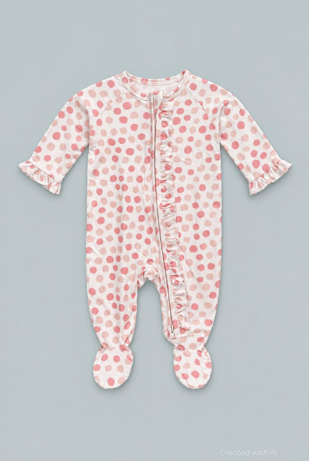 Ruffle Footie - Polka Dot Pink - Pajamas