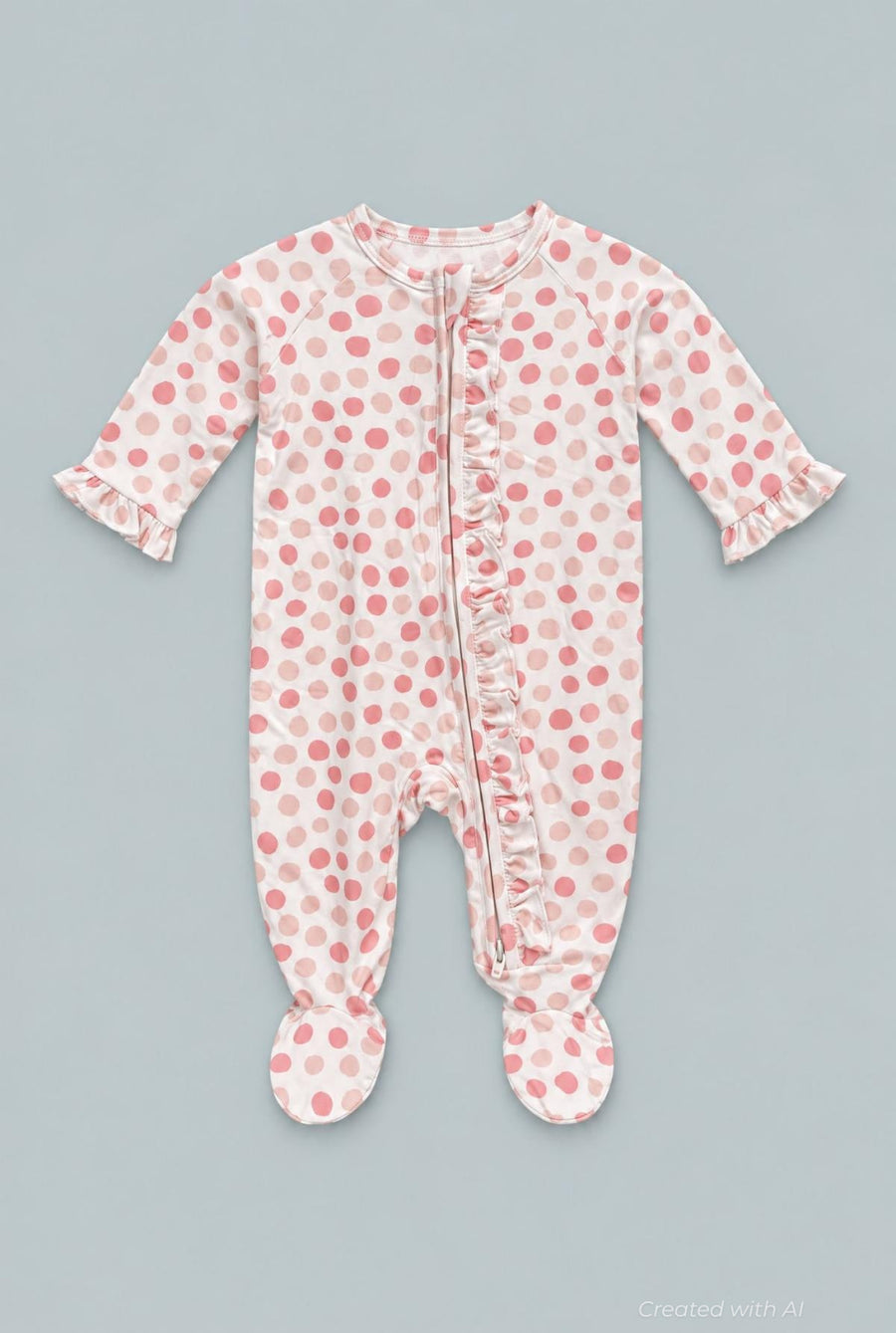 Ruffle Footie - Polka Dot Pink - Pajamas