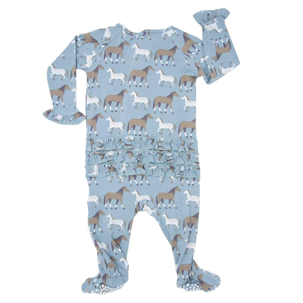 Ruffle Footie - Ponies Please - Newborn - Pajamas
