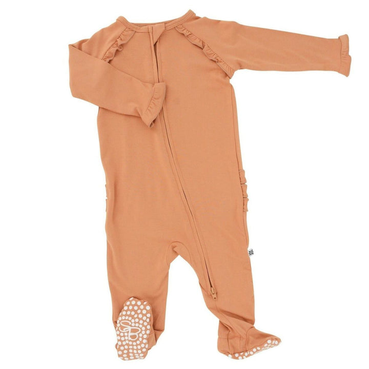 Ruffle Footie - Pumpkin Spice - 3-6 Months - Onesie