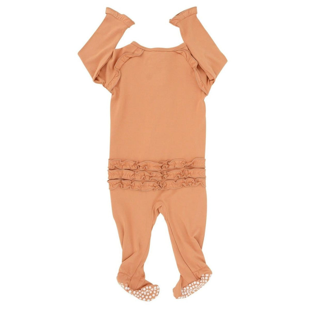 Ruffle Footie - Pumpkin Spice - 3-6 Months - Onesie