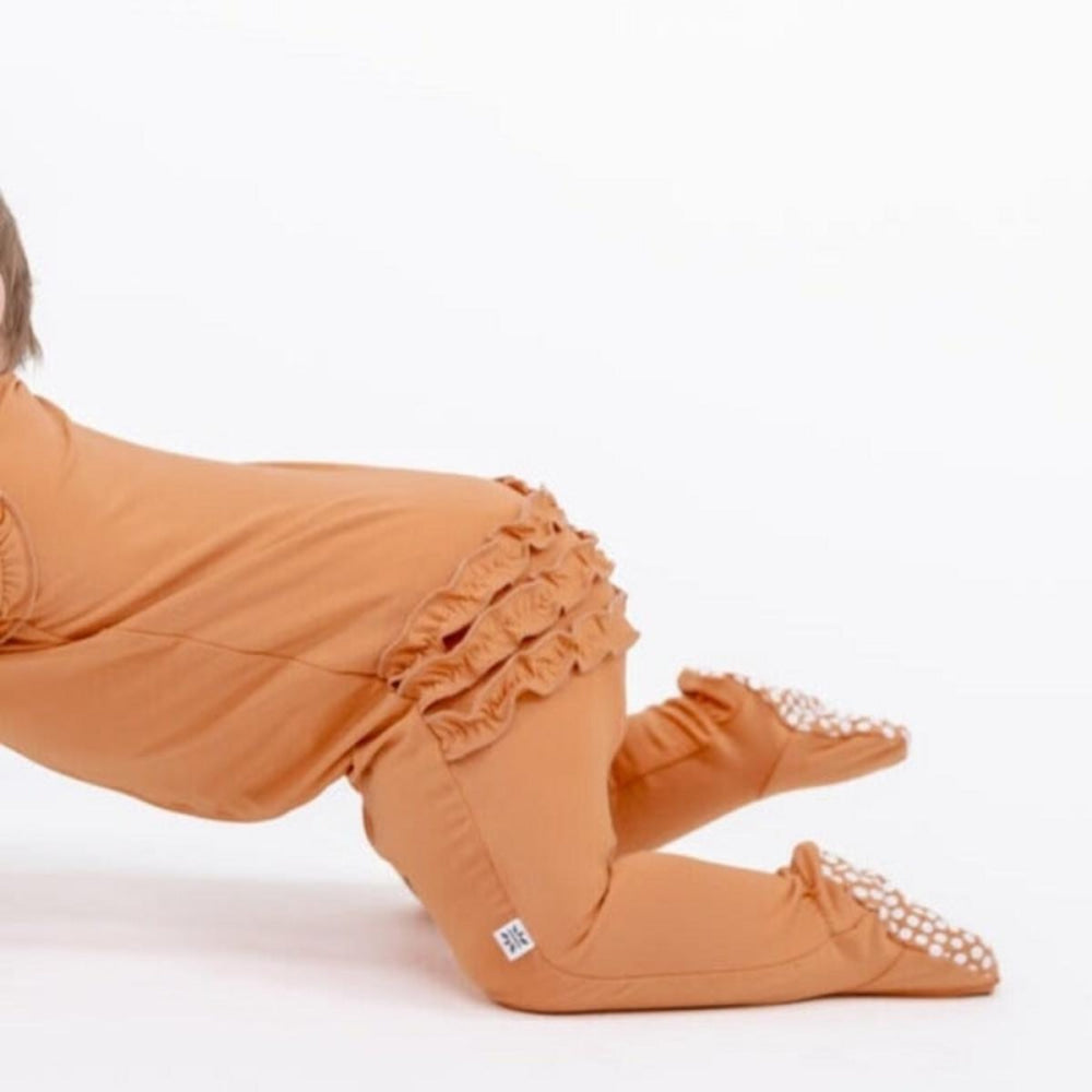 Ruffle Footie - Pumpkin Spice - 3-6 Months - Onesie