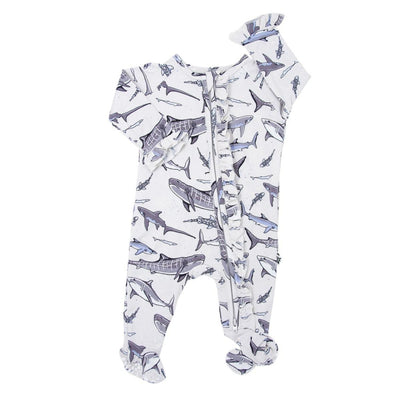 Ruffle Footie - Sharks - Pajamas