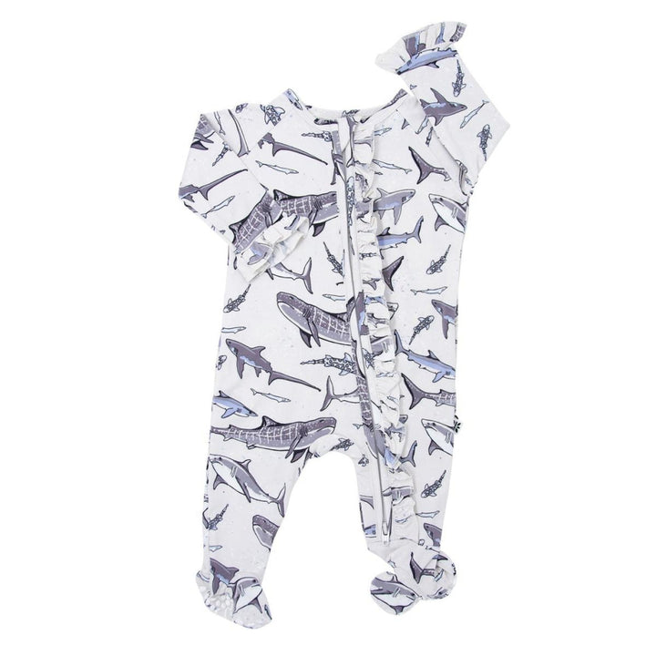 Ruffle Footie - Sharks - Pajamas