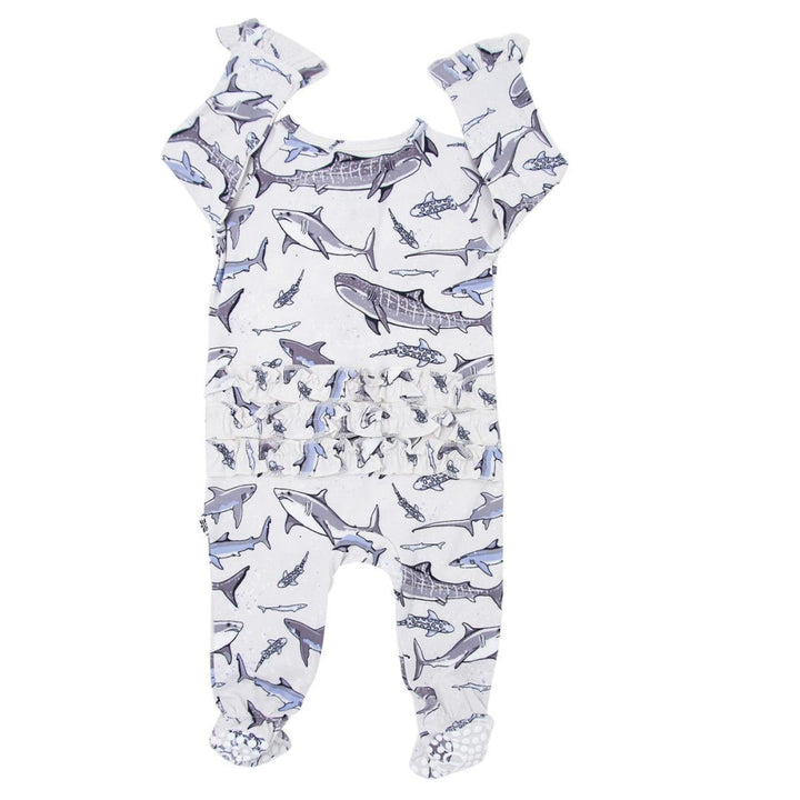 Ruffle Footie - Sharks - Pajamas