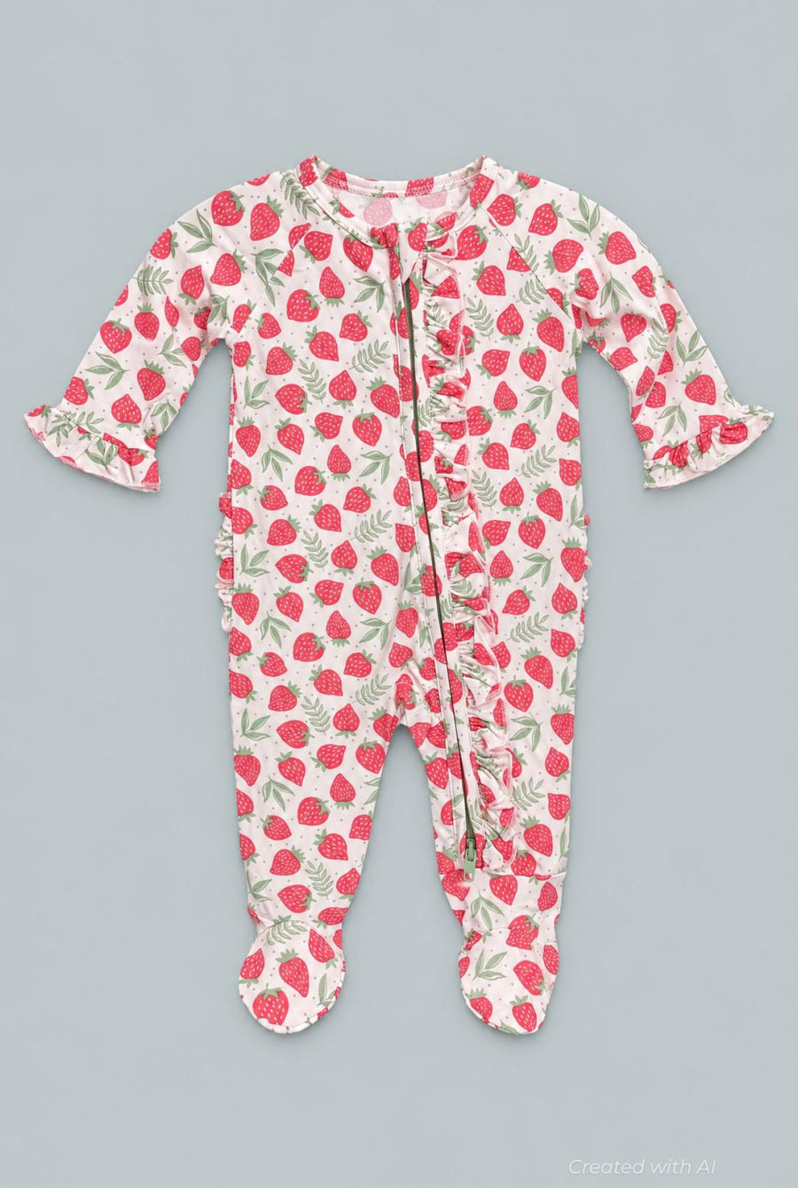 Ruffle Footie - Strawberry Basil - Onesie