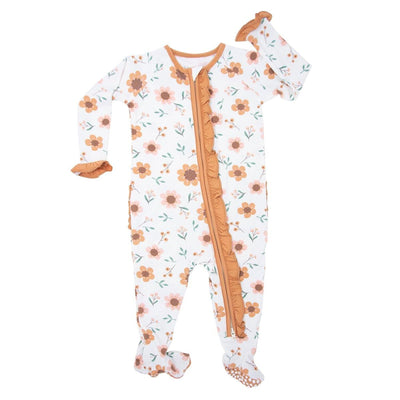 Ruffle Footie - Sunflower - Newborn - Pajamas