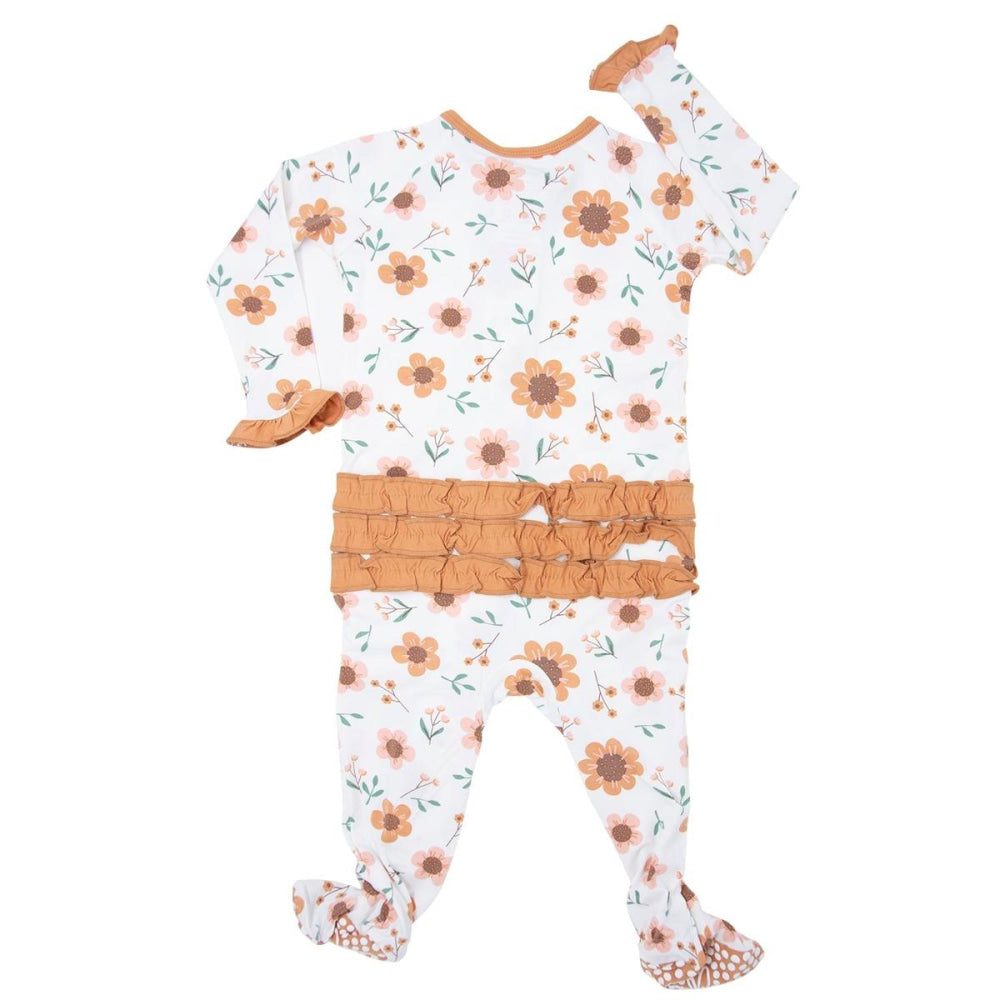 Ruffle Footie - Sunflower - Newborn - Pajamas