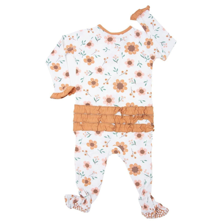 Ruffle Footie - Sunflower - Newborn - Pajamas