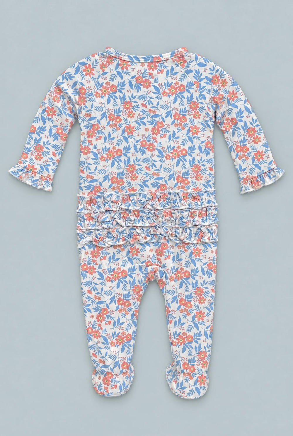 Ruffle Footie - Vintage Flower Pink - Onesie