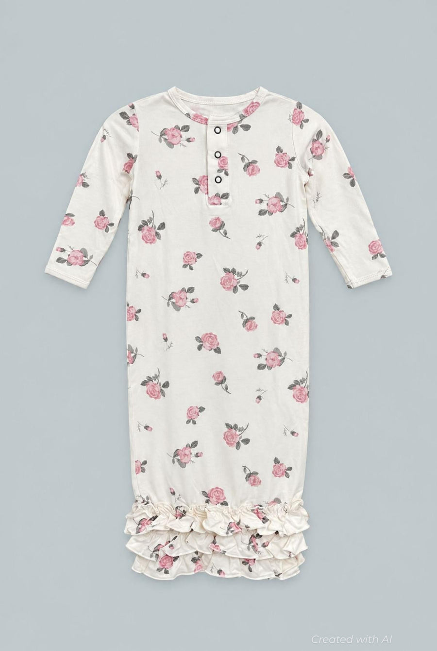 Ruffle Gown - Roses White - OS - Gown