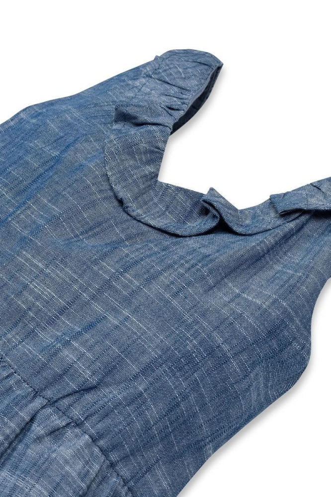 Ruffle Neck Organic Jumpsuit - Chambray - Jumpsuit