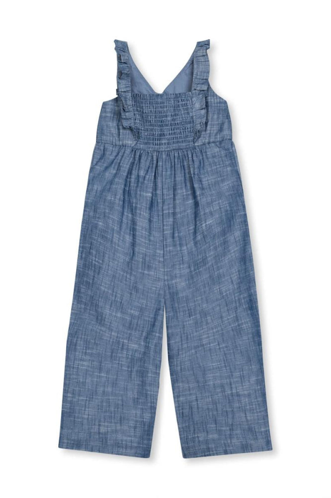 Ruffle Neck Organic Jumpsuit - Chambray - Jumpsuit