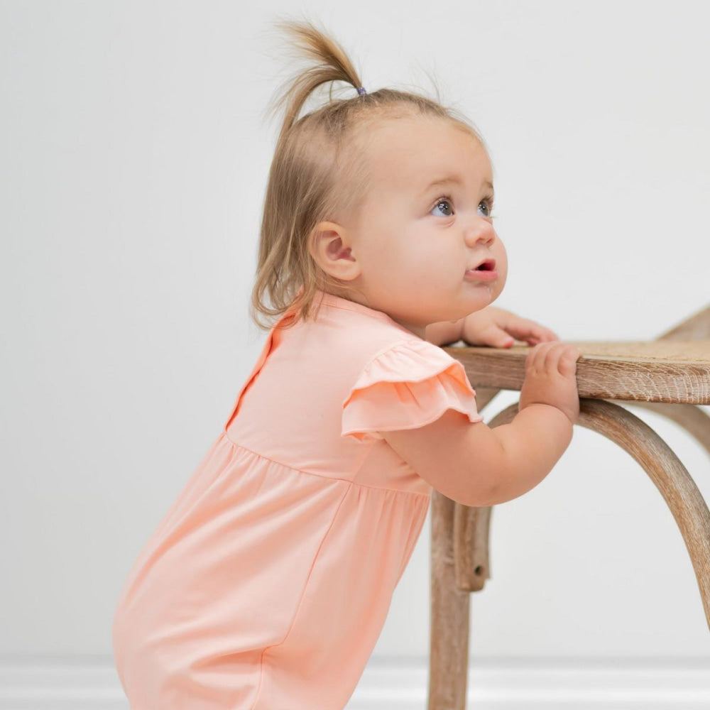 Ruffle Romper - Apricot - Romper