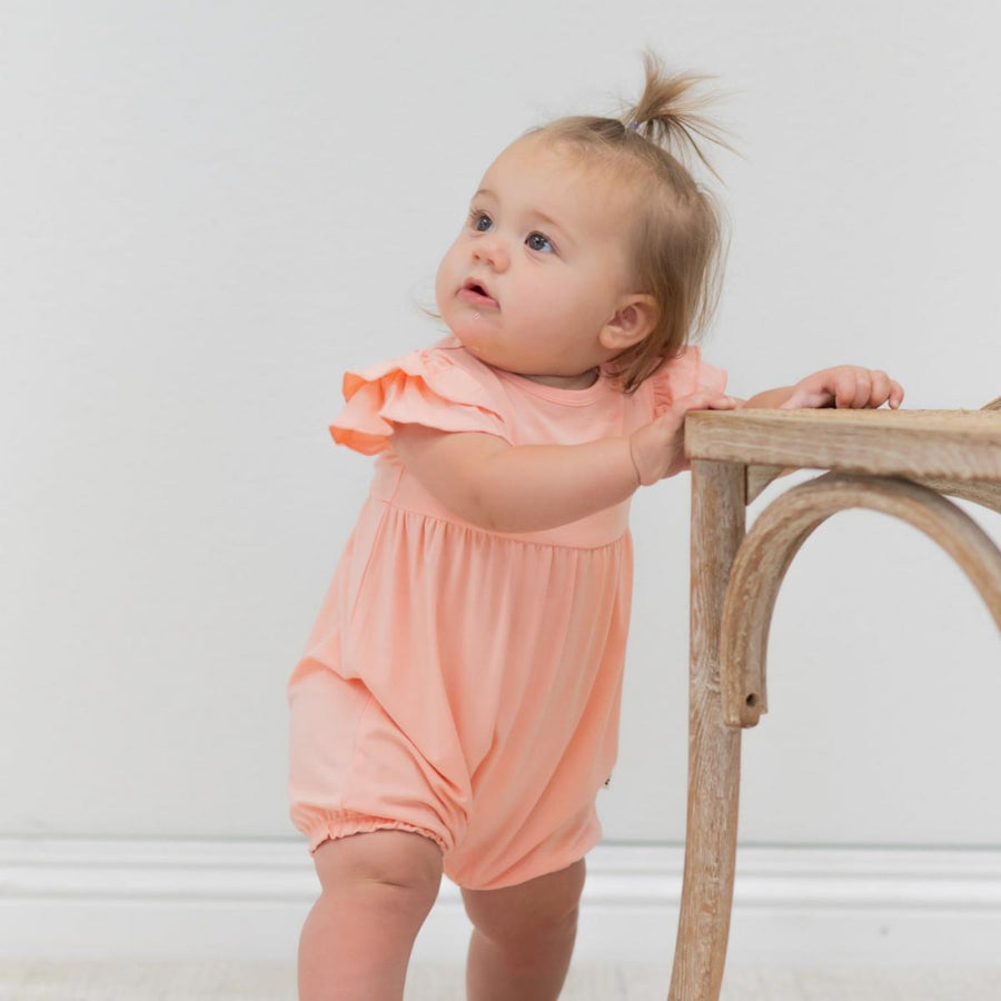 Ruffle Romper - Apricot - Romper
