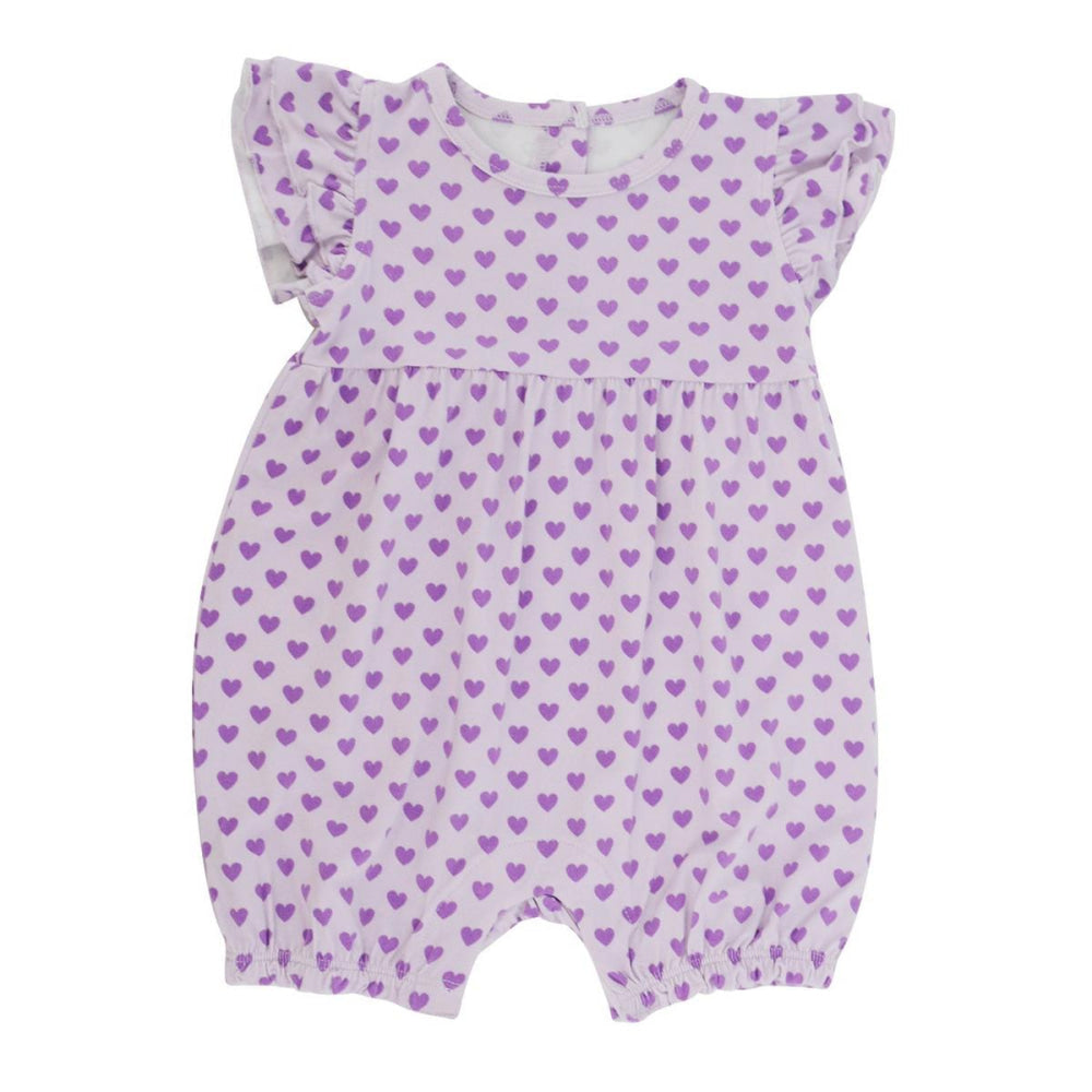 Ruffle Romper - Purple Hearts - Romper