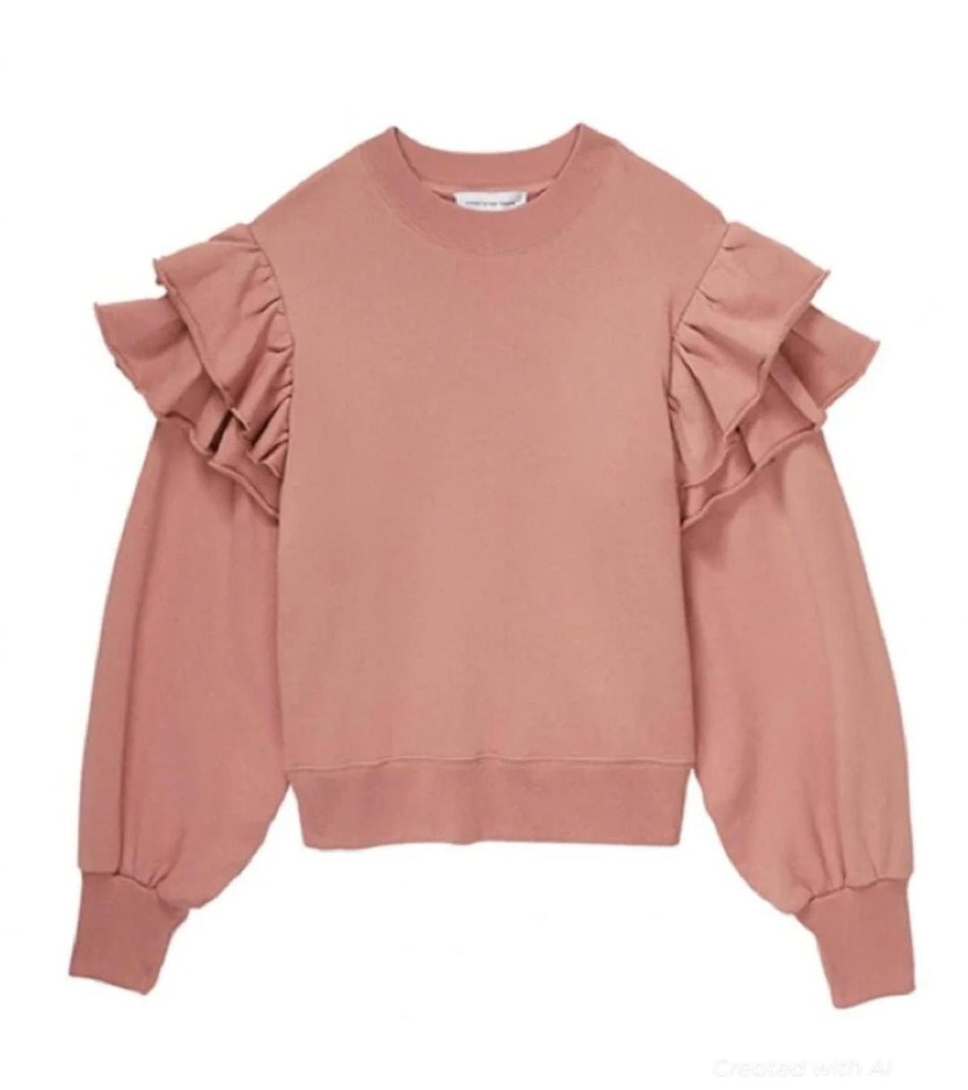 Ruffle Sweatshirt - Clay - Sweatshirt