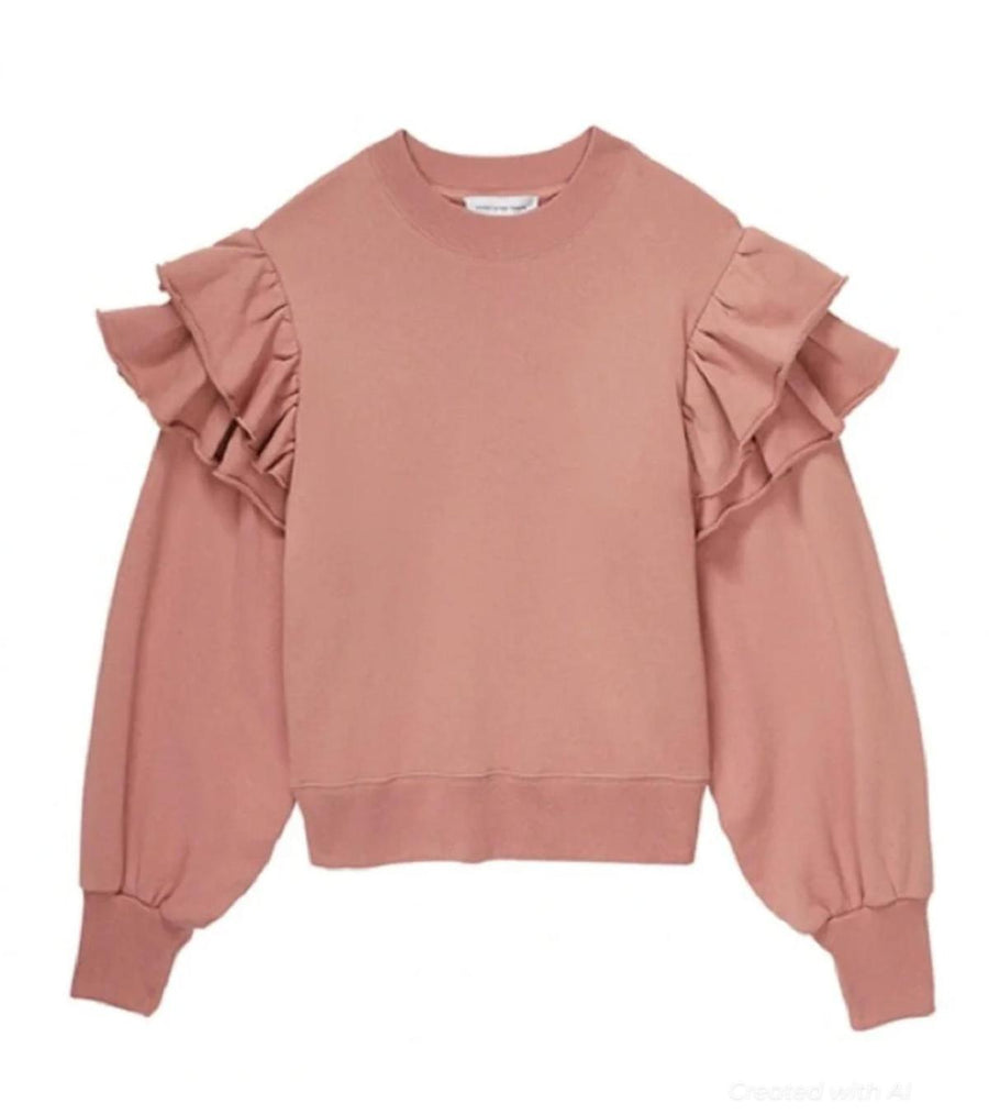 Ruffle Sweatshirt - Clay - Sweatshirt