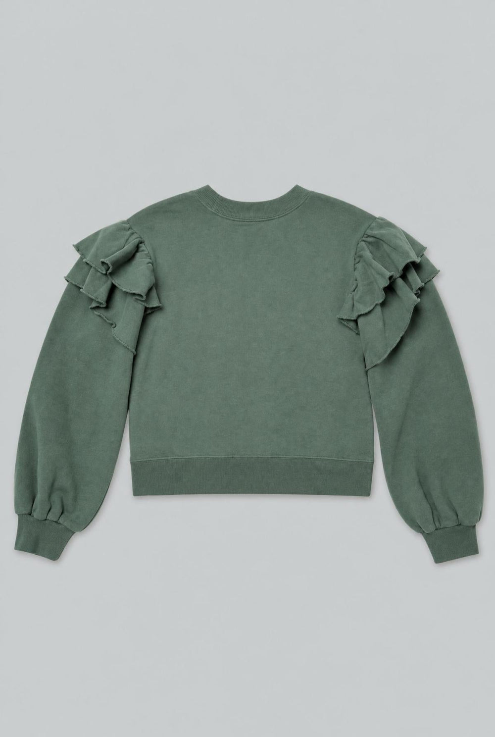 Ruffle Sweatshirt - Dark Green - Sweatshirt