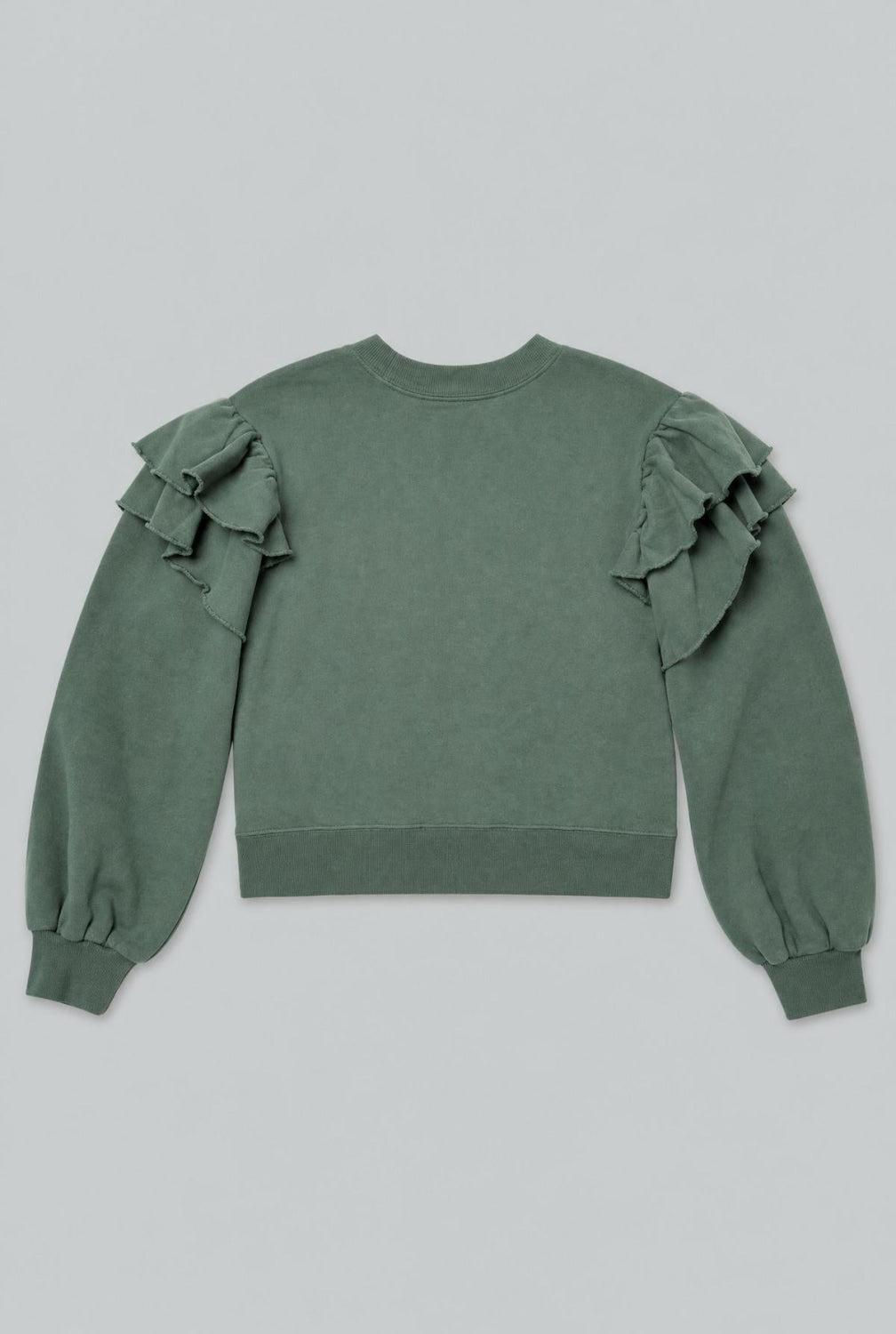 Ruffle Sweatshirt - Dark Green - Sweatshirt