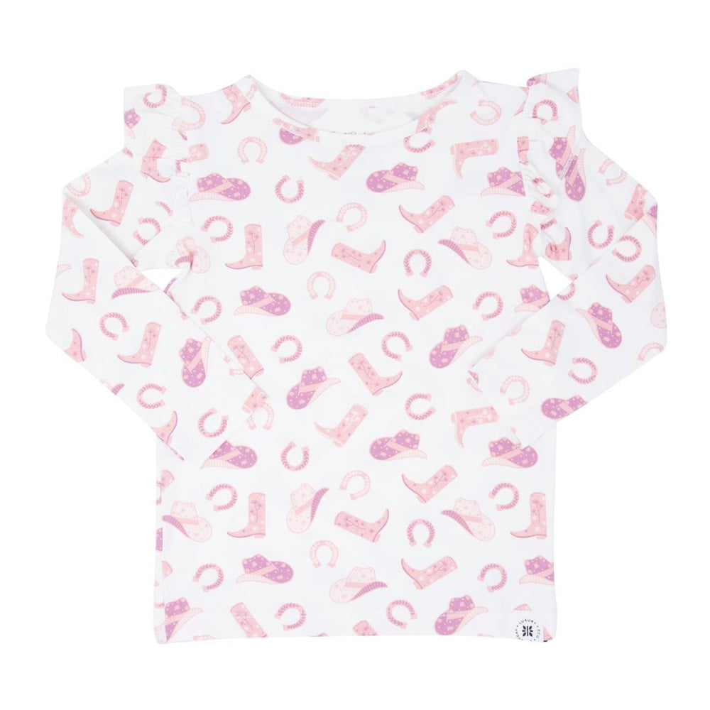 Ruffle Top - Cowgirl Boots - Shirt