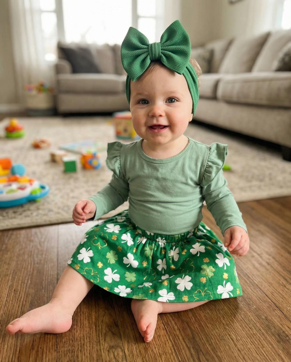 Ruffle Top - Shale Green - Shirt