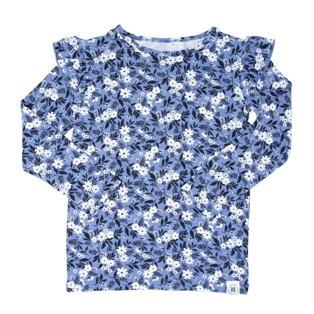 Ruffle Top - Vintage Floral Blue - T-shirt