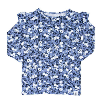 Ruffle Top - Vintage Floral Blue - T-shirt