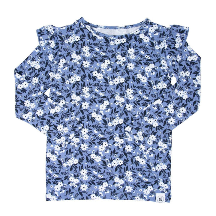 Ruffle Top - Vintage Floral Blue - T-shirt