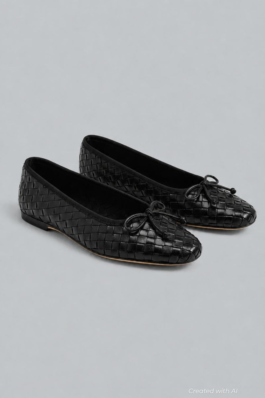 Ruthie Woven Ballet Flat - Black Leather - 8 - Flats