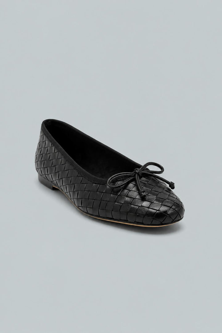 Ruthie Woven Ballet Flat - Black Leather - 8 - Flats