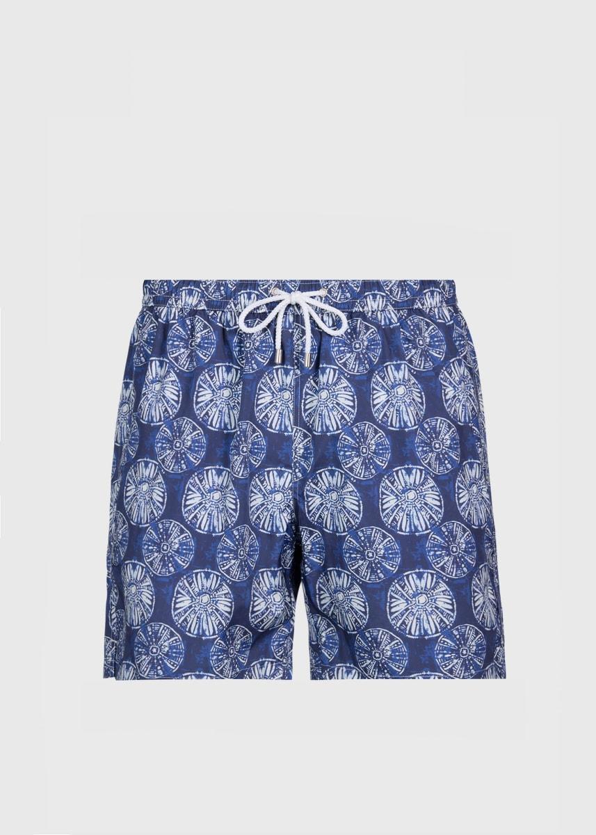 Sand Dollar Batik Print Swim Trunk - Indigo