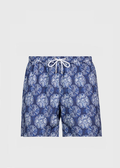 Sand Dollar Batik Print Swim Trunk - Indigo
