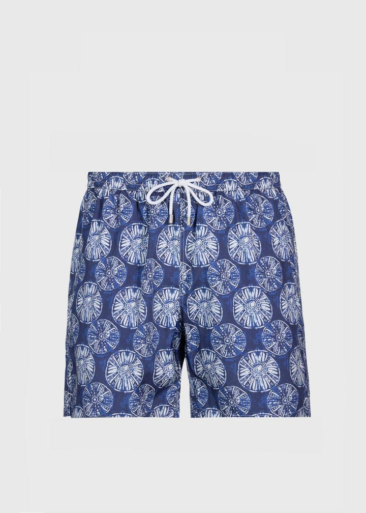 Sand Dollar Batik Print Swim Trunk - Indigo