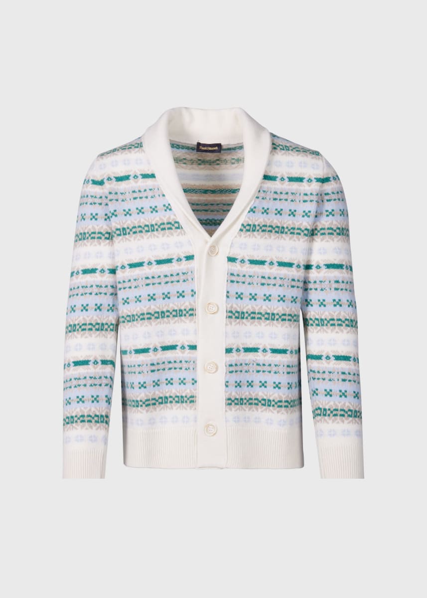 Fair Isle Button Front Cardigan - Arctic