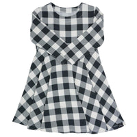 Swirly Girl Dress - Buffalo Plaid Black