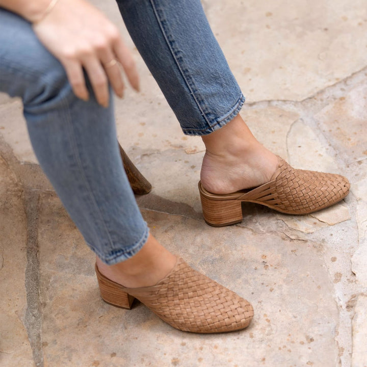 All-Day Woven Heeled Mule - Almond