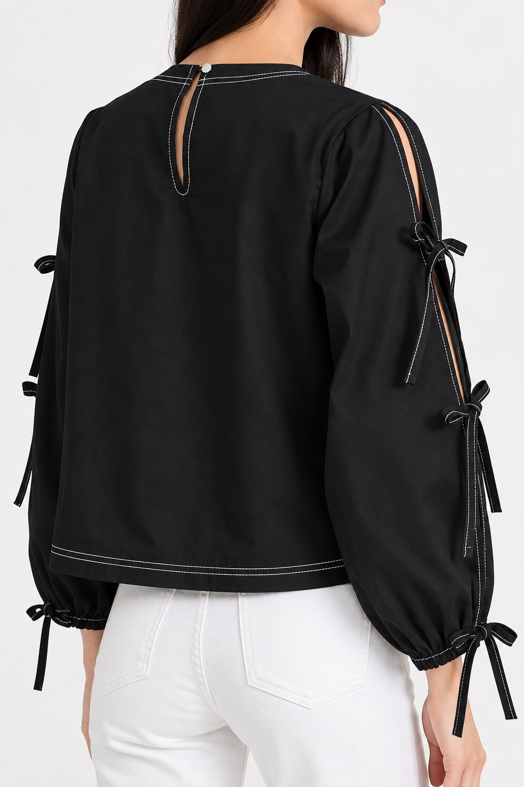Tie Sleeve Top - Black