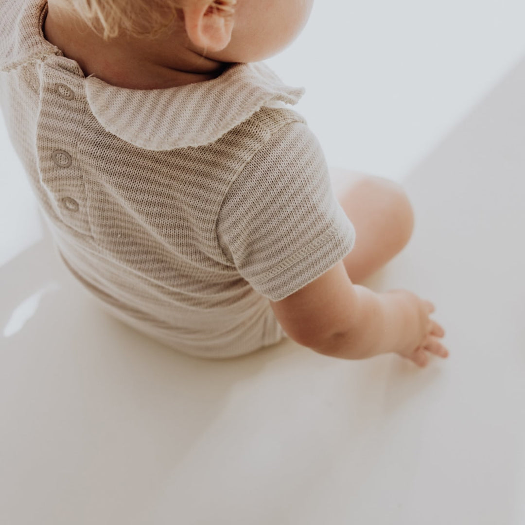 Collar Onesie - Stone Stripe