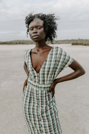 Moira Dress - Pine Gingham