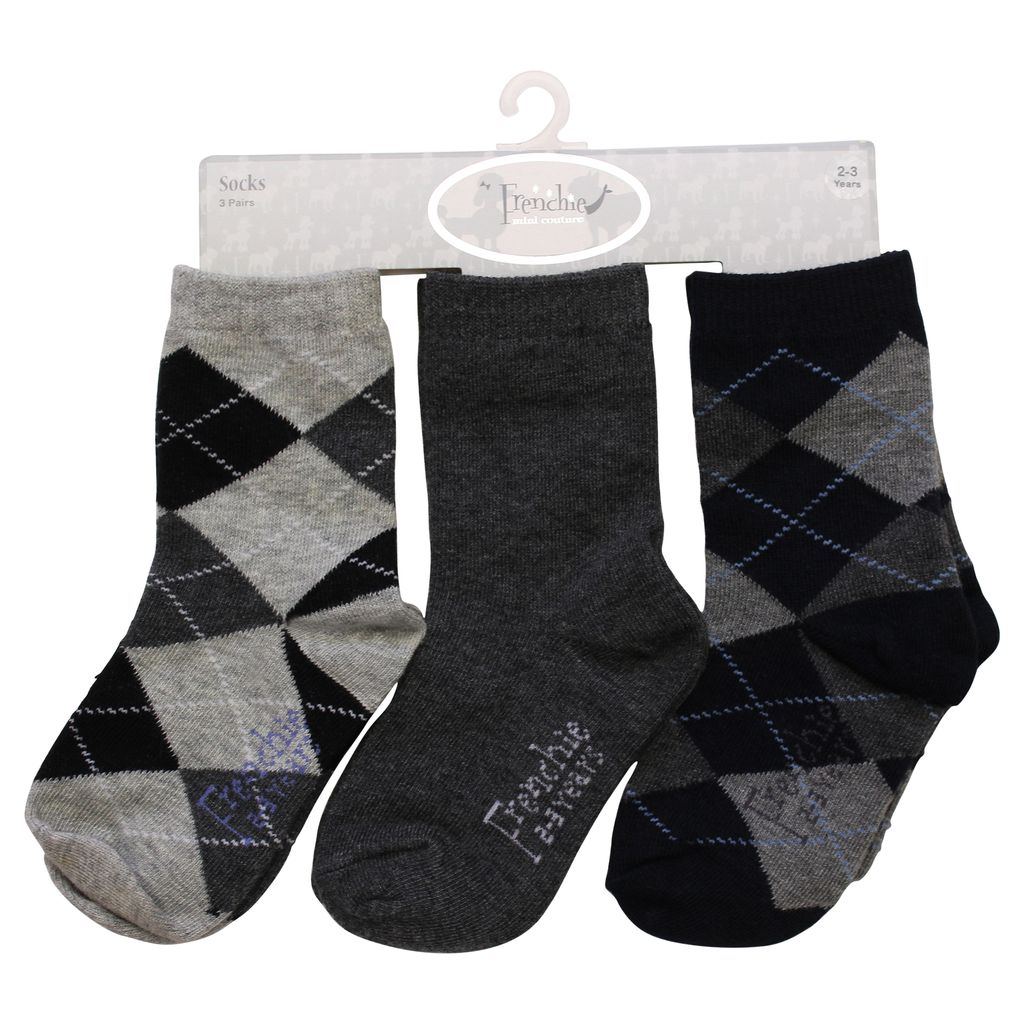 3-Pack Argyle Socks - Black & Gray